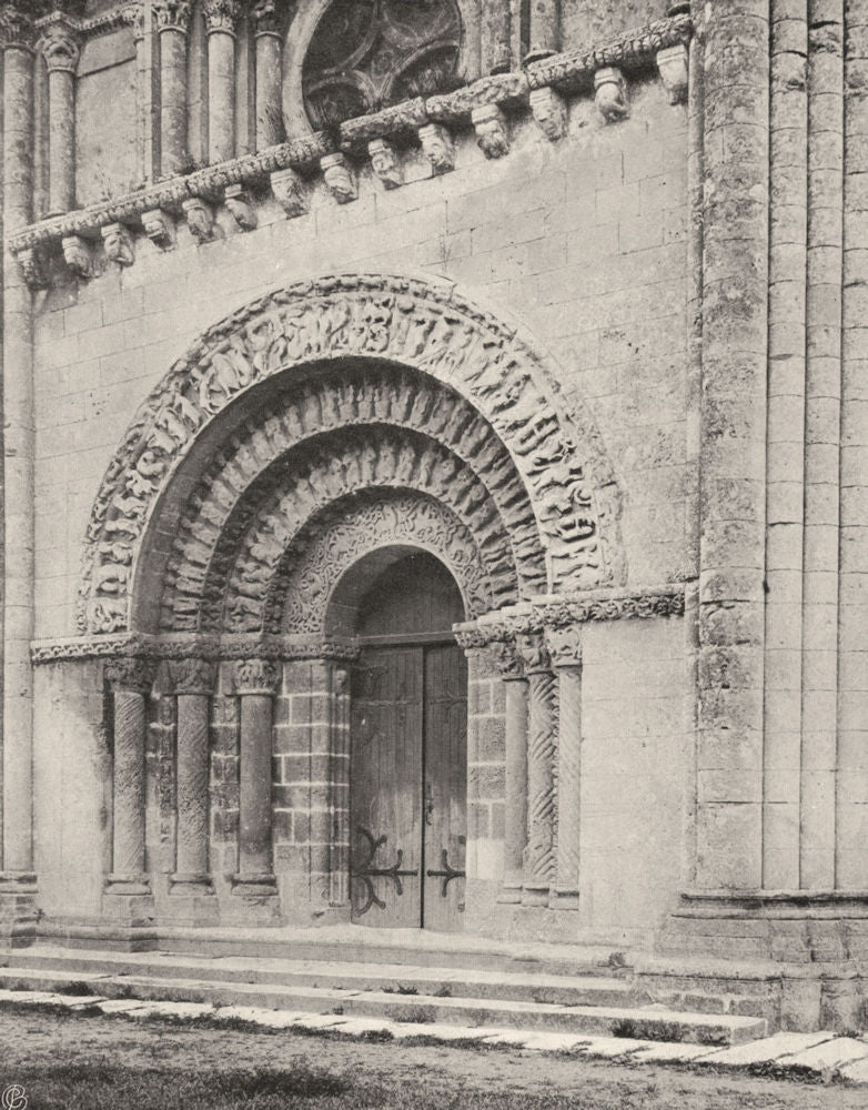 CHARENTE-MARITIME. Aulnay- Portail latéral de l'église 1904 old antique print